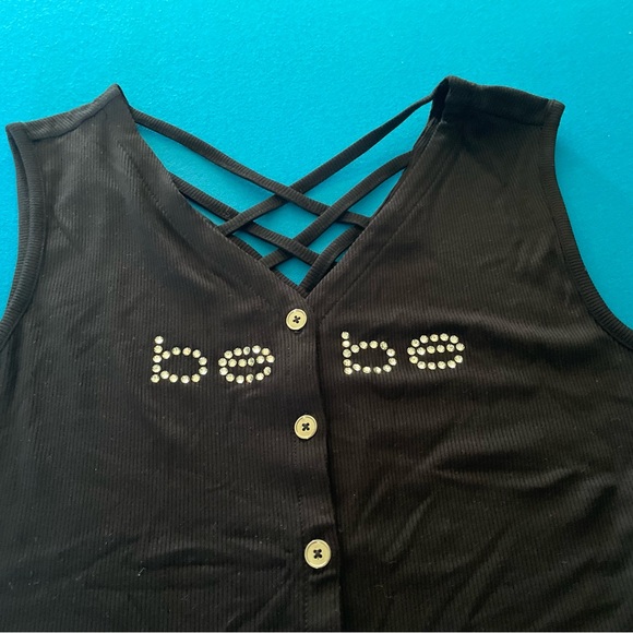 NWT Bebe Strappy Crystal Tank Top w/Button Detail L - Picture 2 of 7